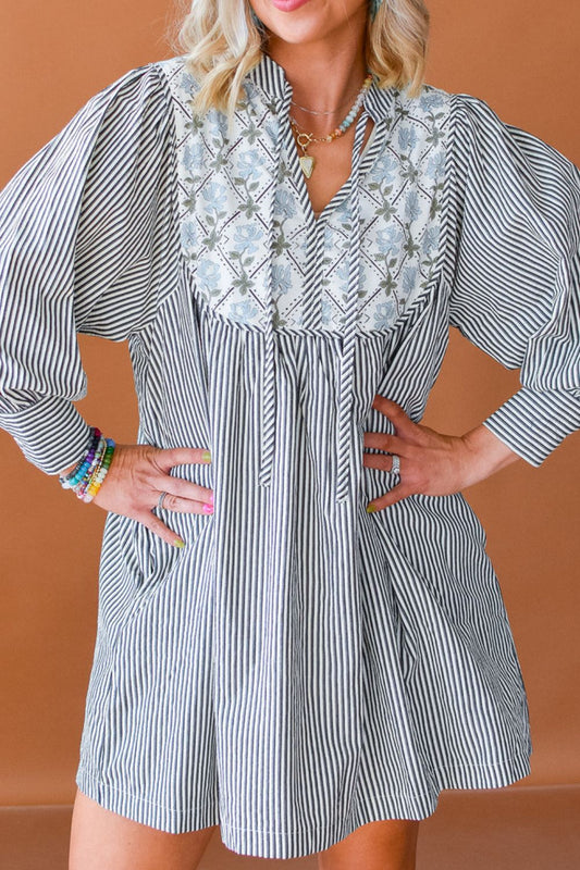 Floral Striped Mini Dress