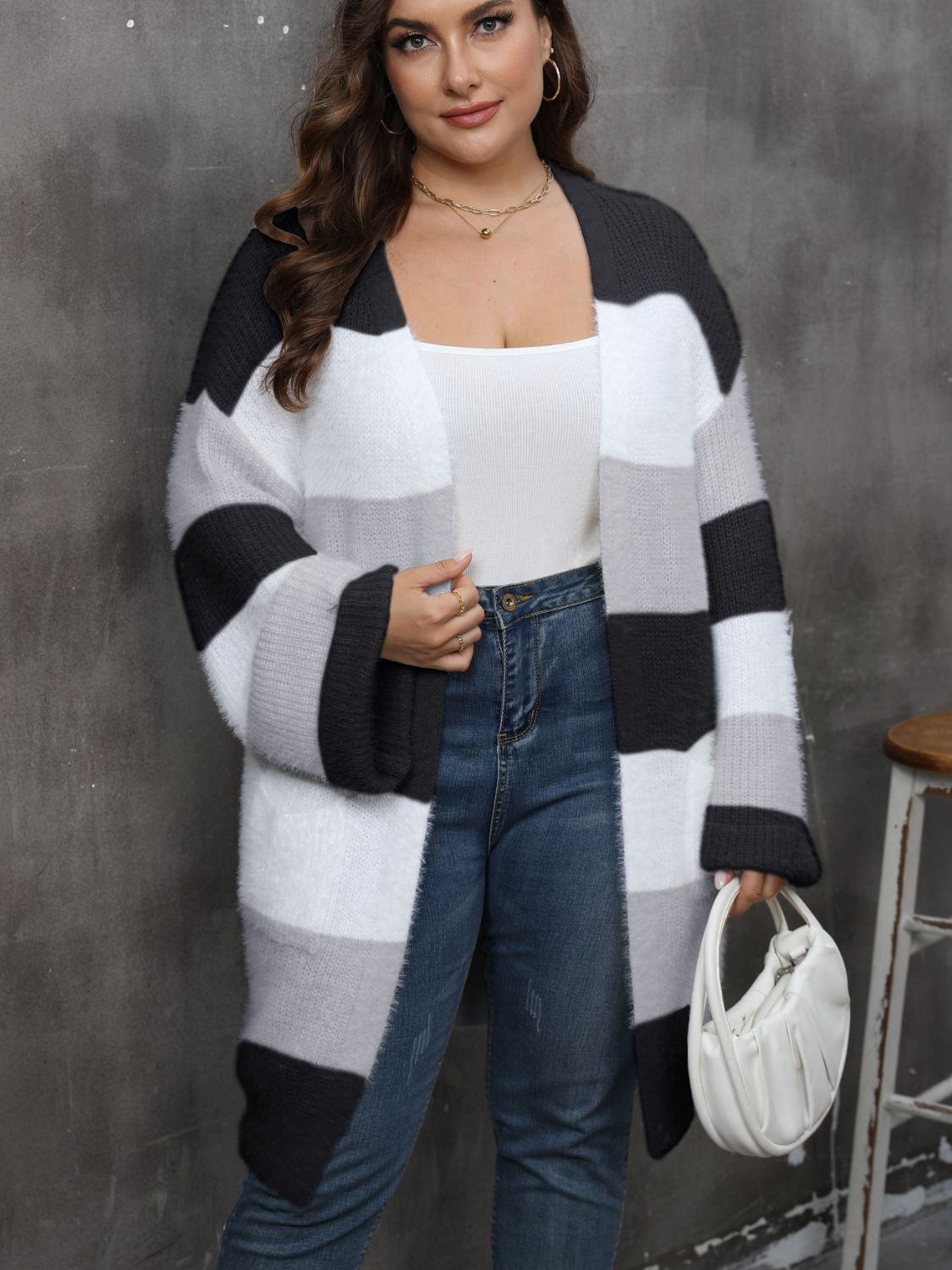 Plus Size Open Front Cardigan