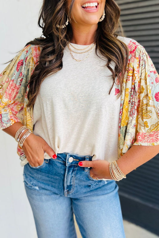 Floral Flare Flutter Sleeve Blouse