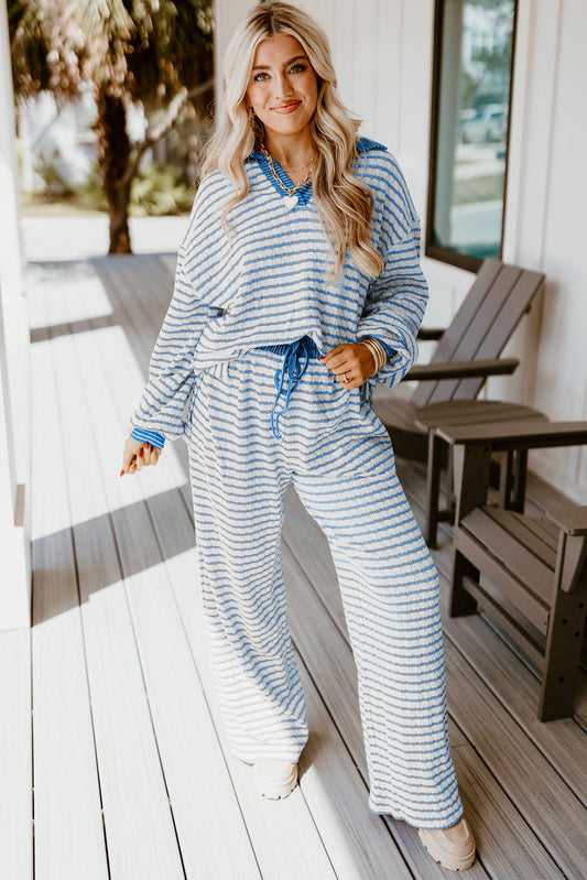 Cozy Stripe Pullover Top and Pants Set