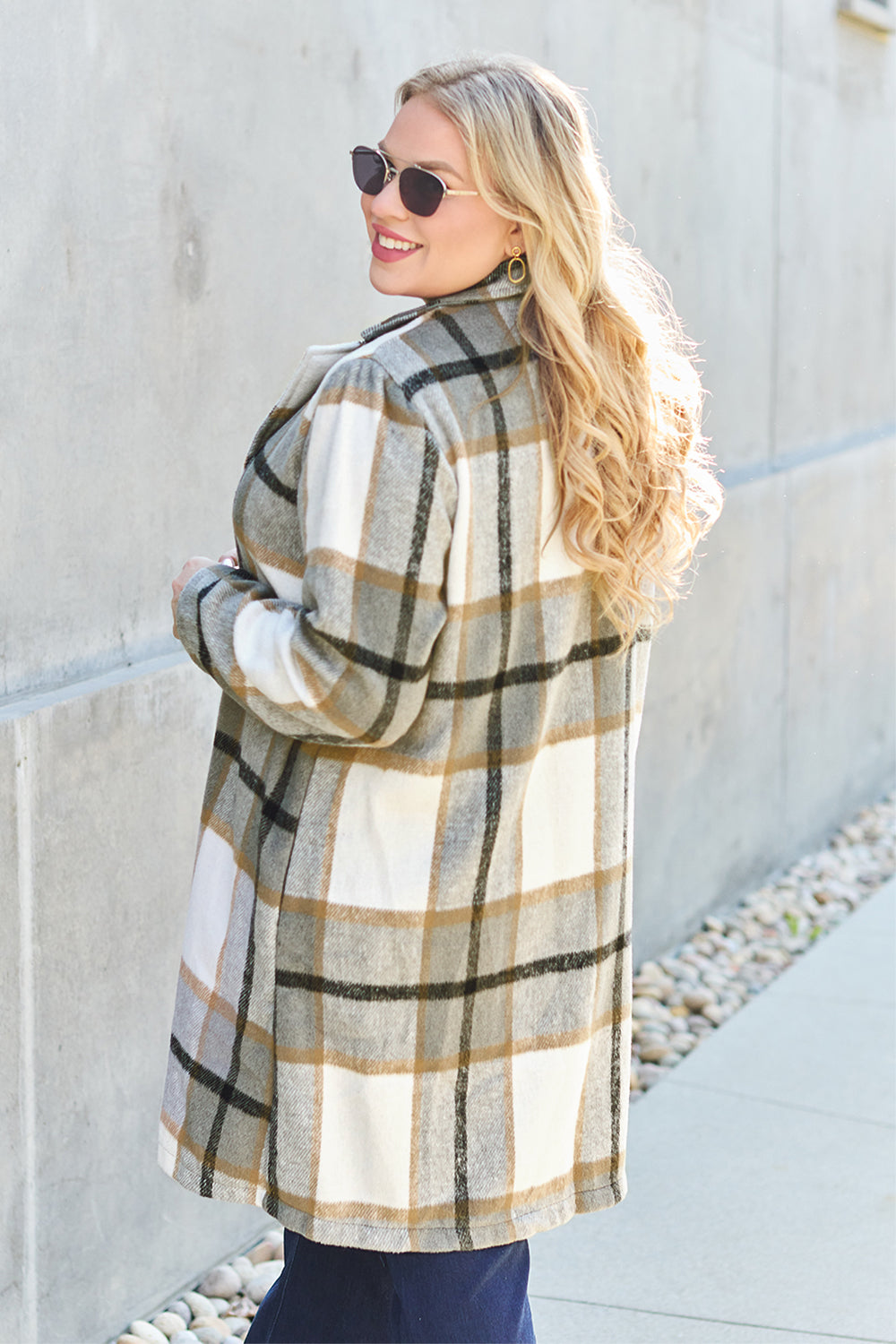 Plaid Lapel Collar Coat