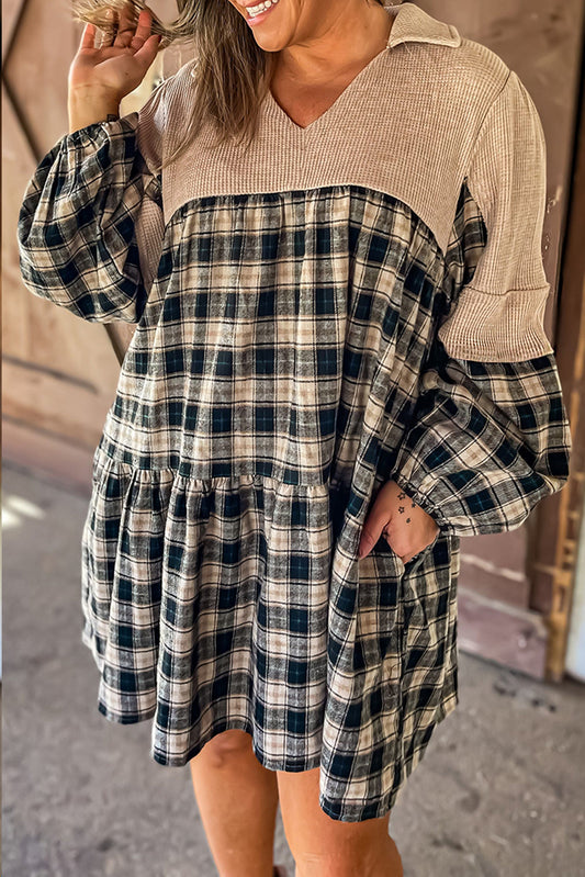 Plaid Patchwork Plus Size Dress