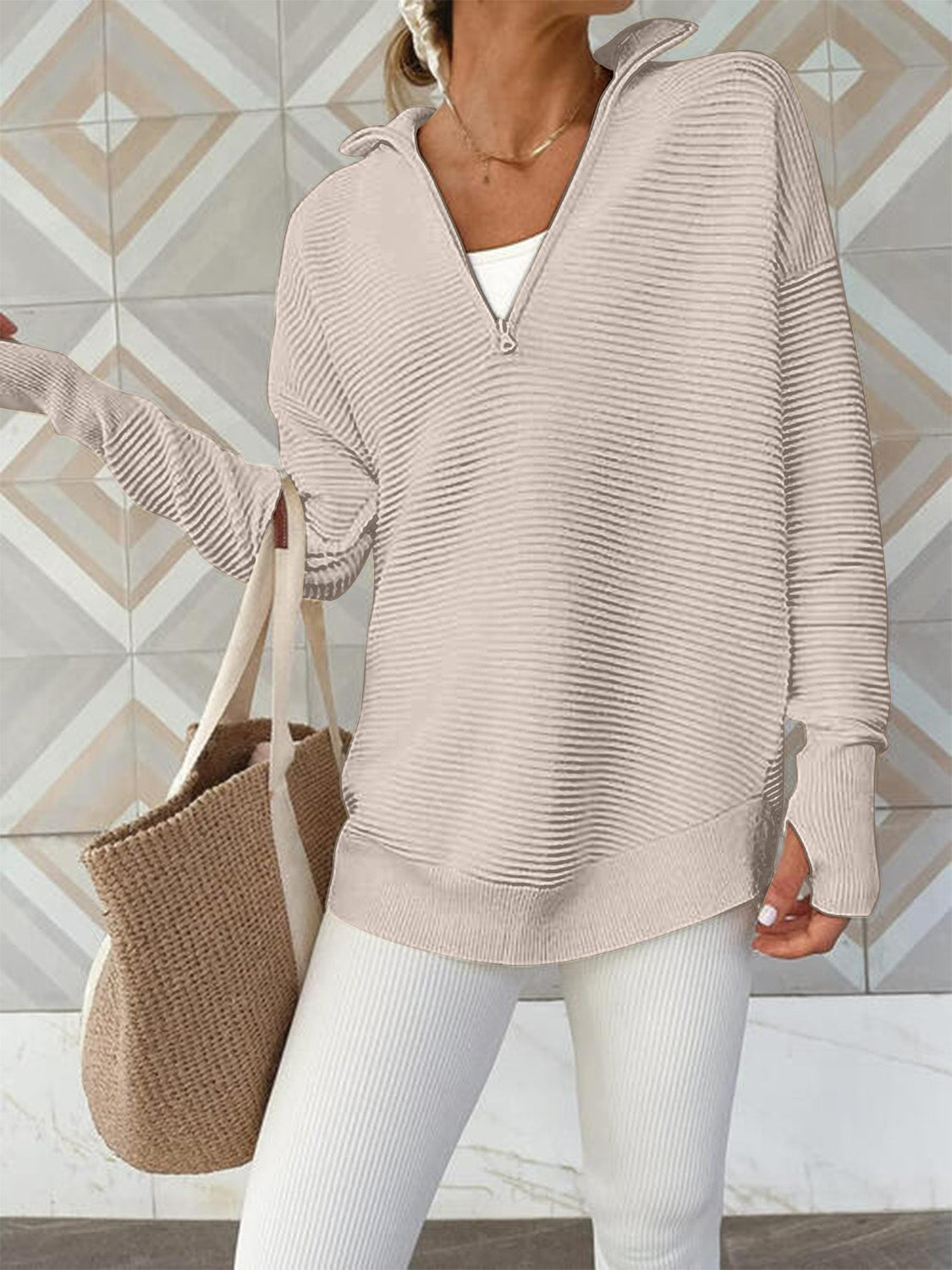 Half Zip Knit Top