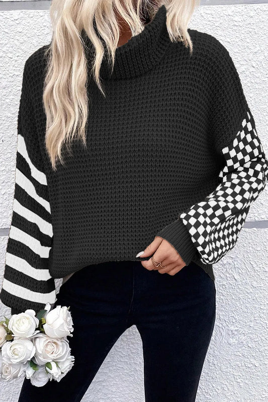 Checkered Striped Sweater