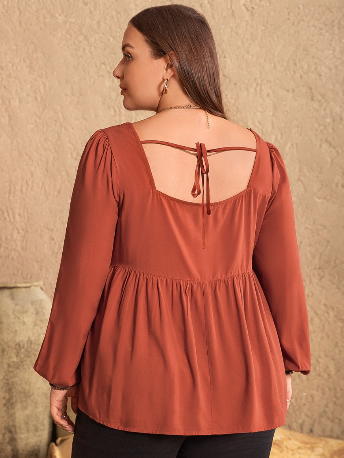 Plus Size Lace Detail Blouse