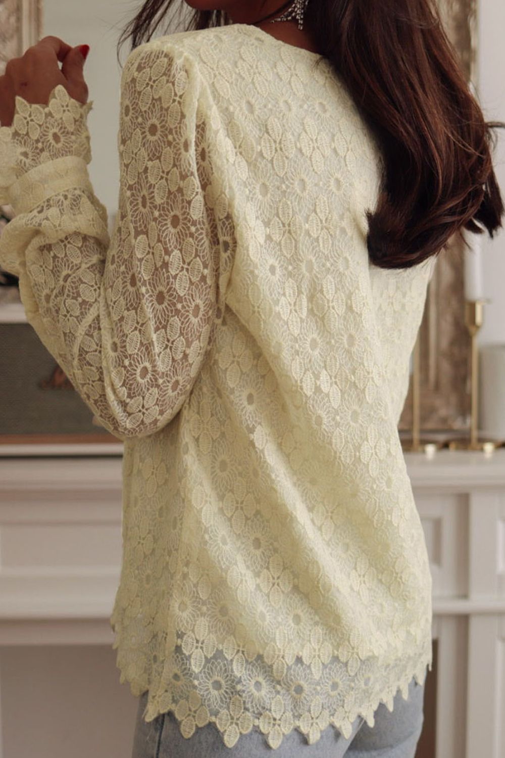 Lace Detail V-Neck Blouse