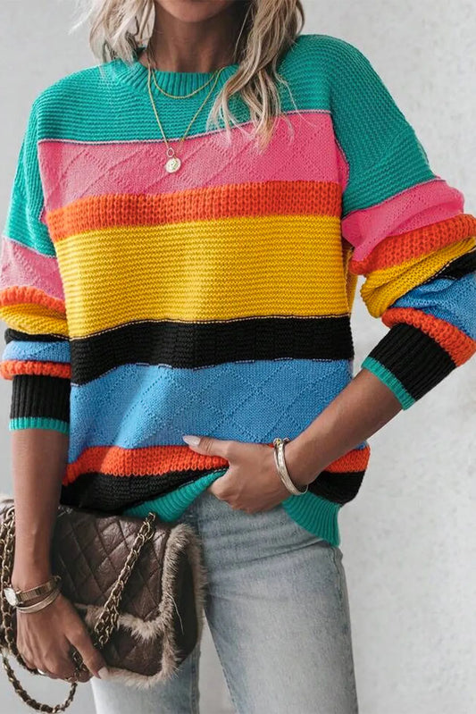 Bold Contrast Dropped Shoulder Sweater