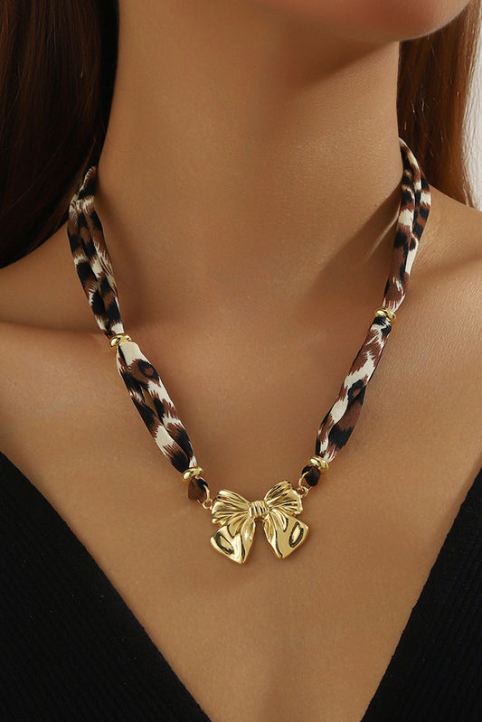 Leopard Bowknot Scarf Necklace