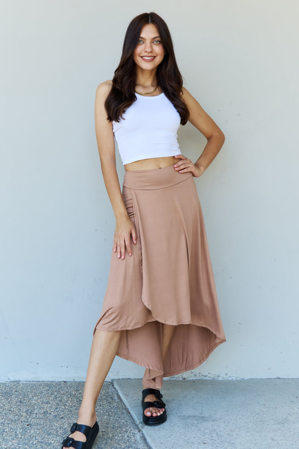 High Waisted Flare Maxi Skirt