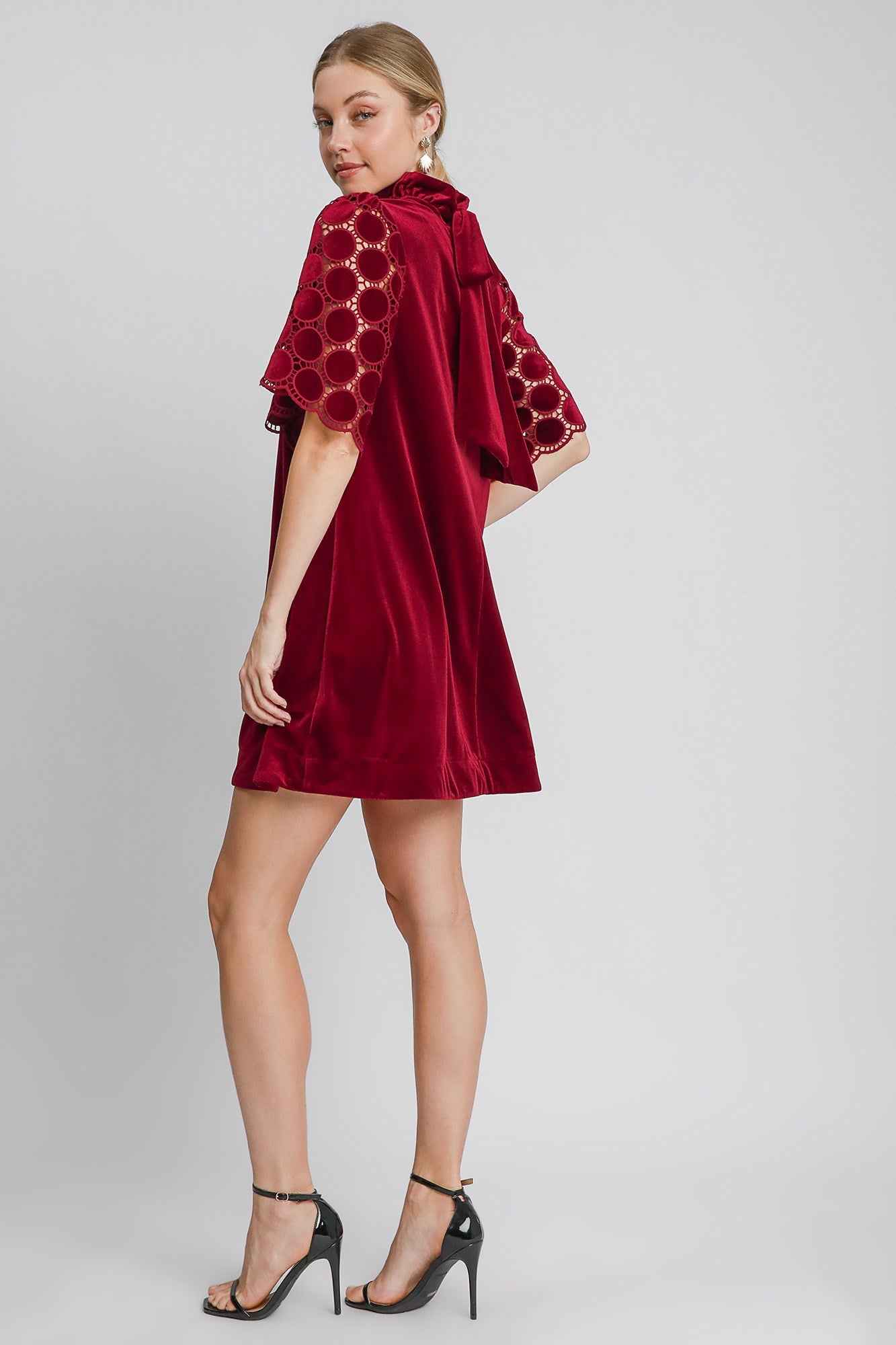 Velvet High Neck Shift Dress