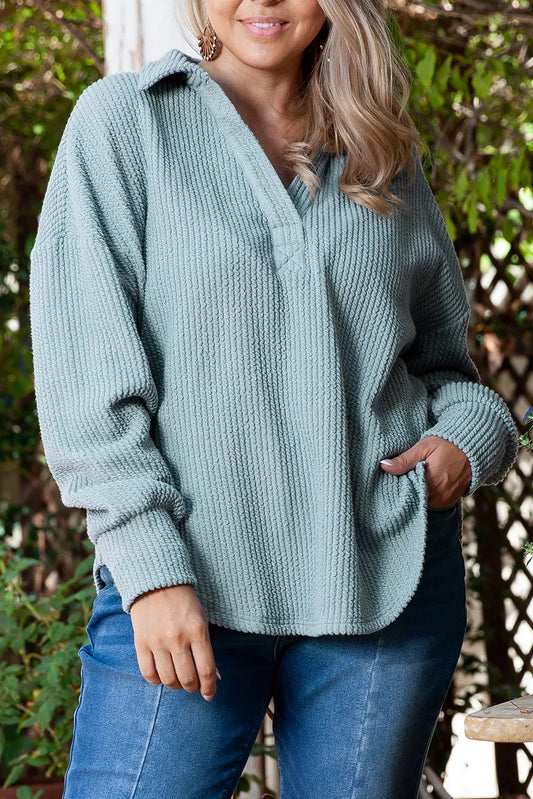 Textured Johnny Collar Sweatshirt