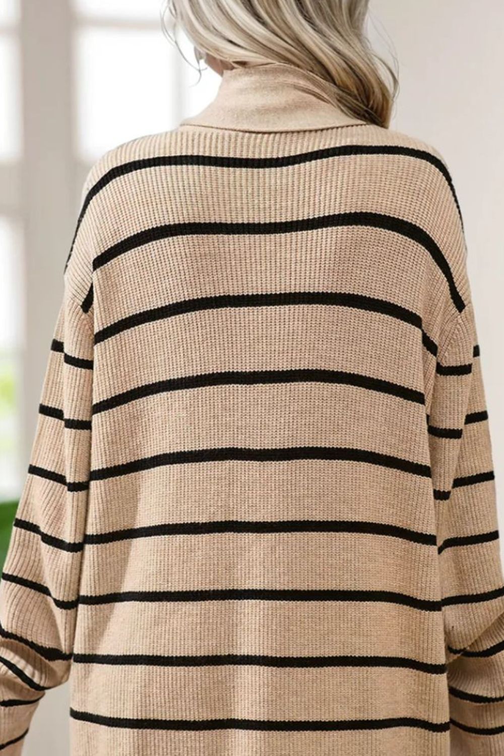 Striped Open Front Cardigan